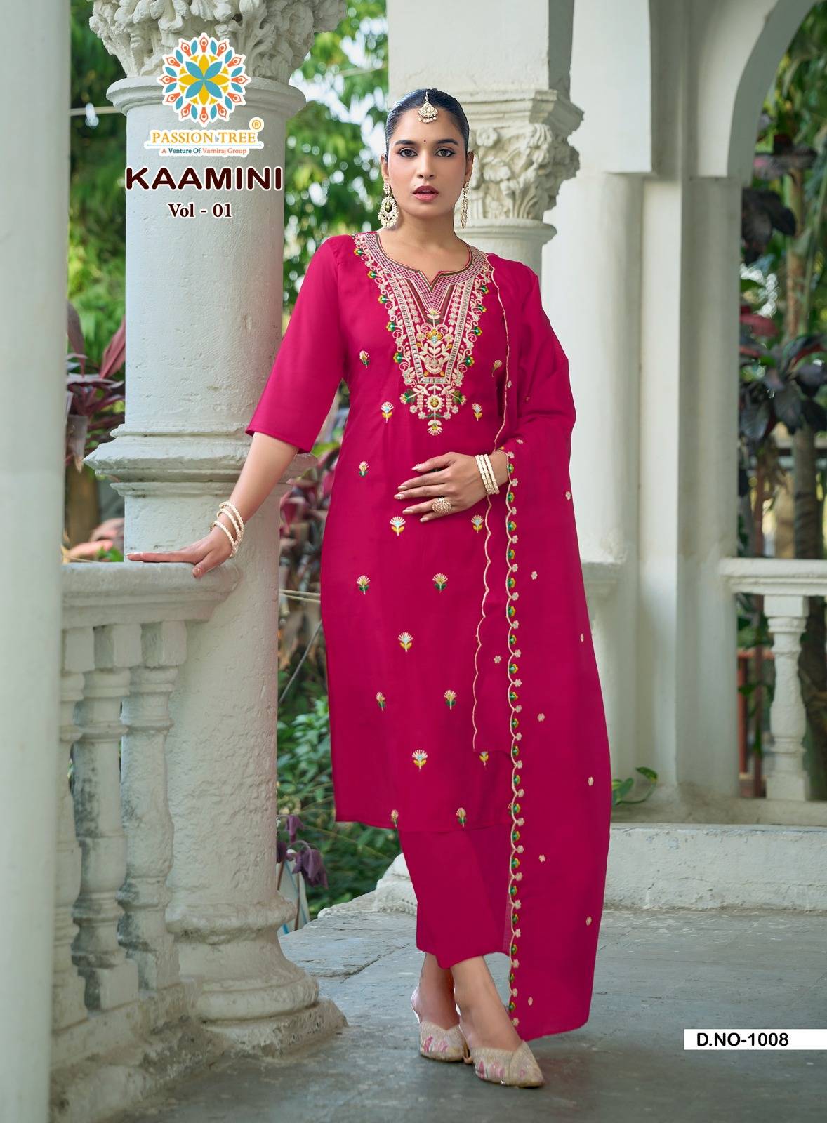 KAAMINI VOL-1 By Passion Tree 1001 To 1008 Series Beautiful Festive Suits Colourful ROMAN SILK Stitched Dresses At Wholesale Price
